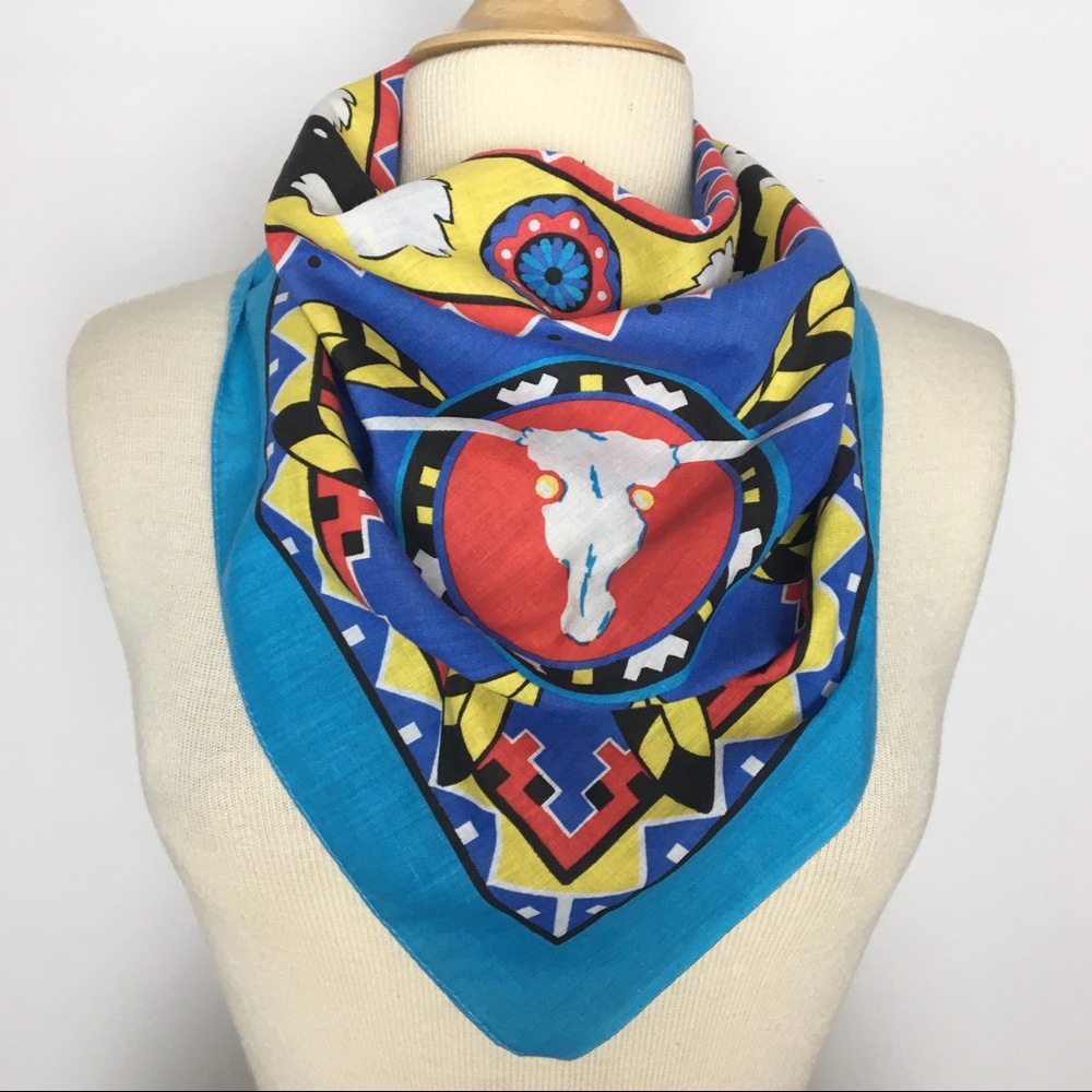 Southwest cow skull horse concho print bandana - Picture 1 of 5